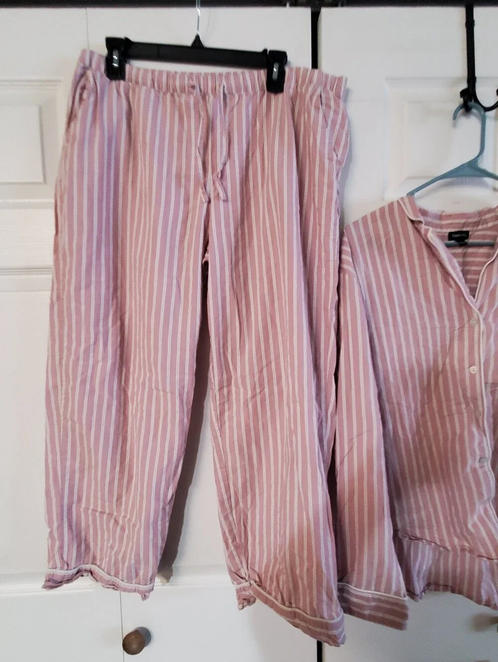 GAP BODY LARGE PJ SET PINK WHITE STRIPES.